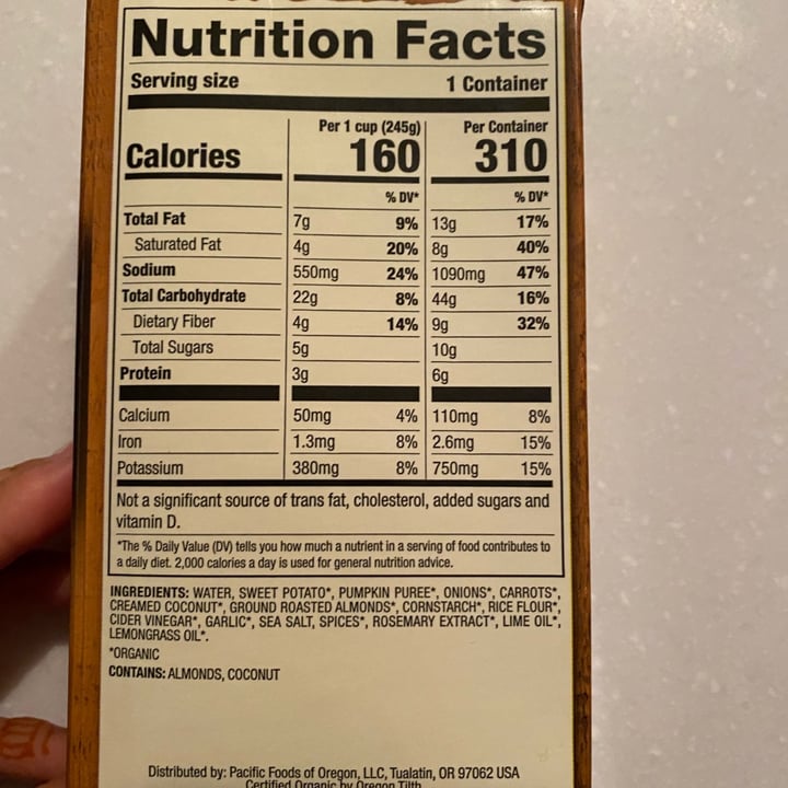 review photo of Pacific Foods Thai Sweet Potato Soup shared by @maeghansolanki on 17 Feb 2022 - review