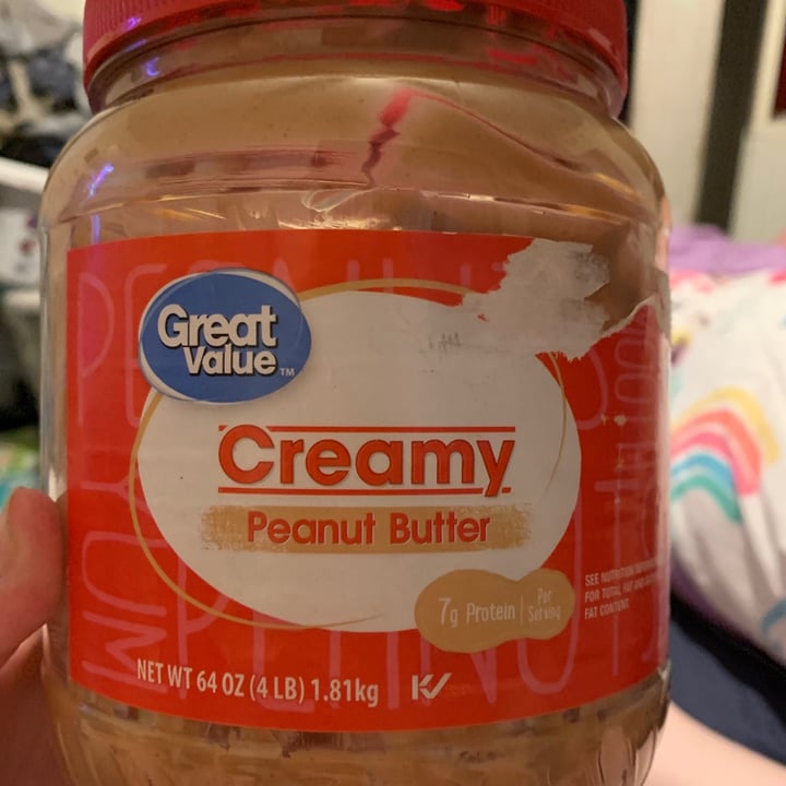 photo of Great Value  Creamy Peanut Butter shared by @veggievikki3 on  24 Aug 2021 - review