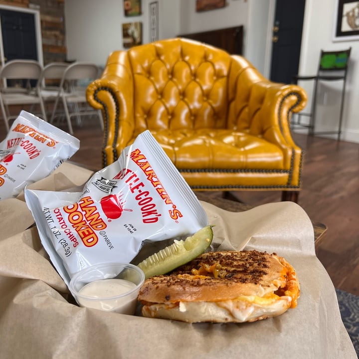 photo of Gather Coffee Lounge Veganized buffalo chicken Bagini shared by @jordynmiller on  13 May 2022 - review