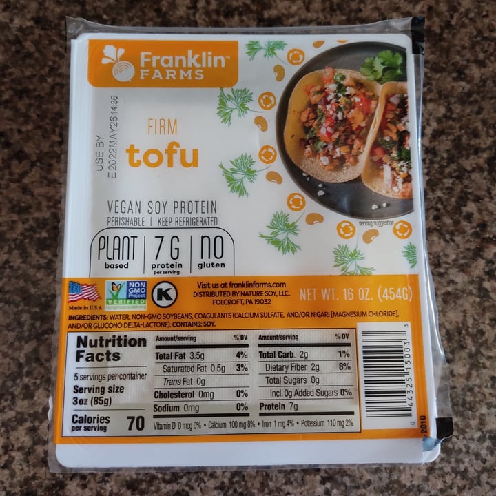photo of Franklin Farms Firm Tofu shared by @morganvegan13 on  27 Mar 2022 - review