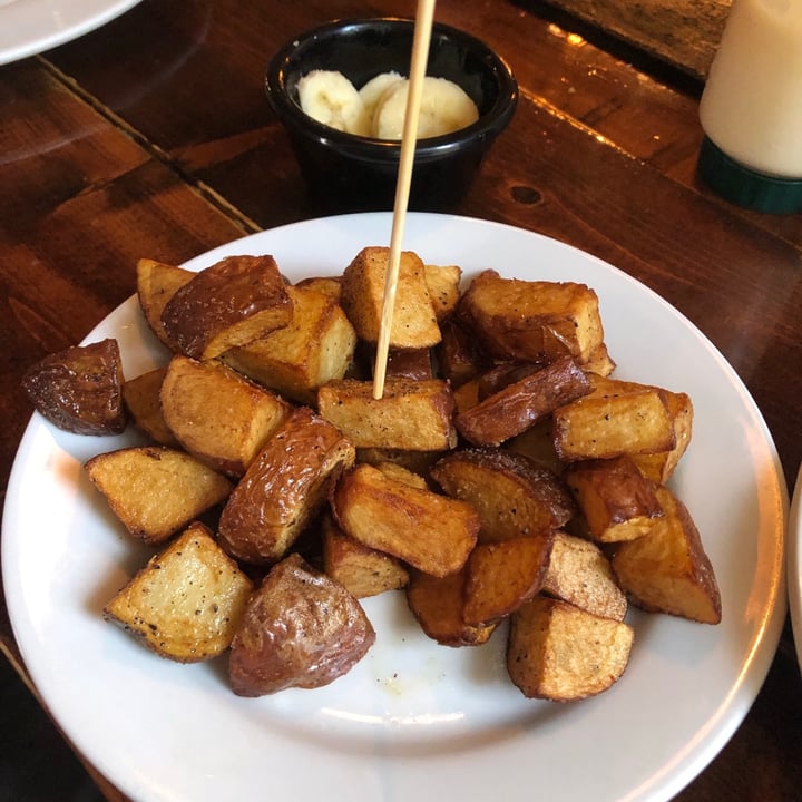 review photo of Backwater Vegan pancakes, vegan home fries, and veggie sausage shared by @sam1m1ller on 03 Jul 2020 - review