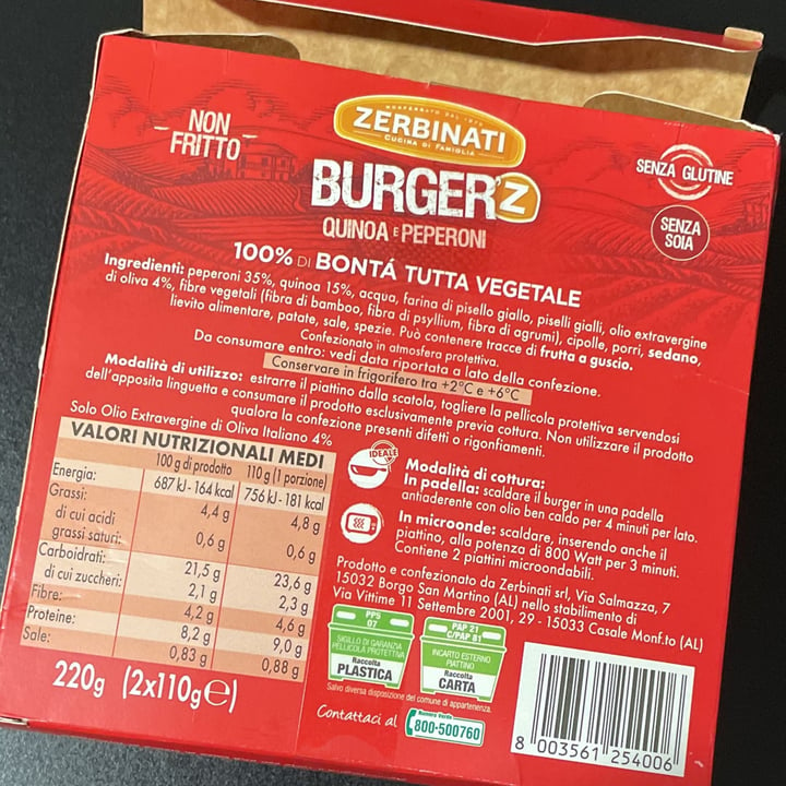 photo of Zerbinati Burger Quinoa e Peperoni shared by @annagruenwald on  06 May 2022 - review