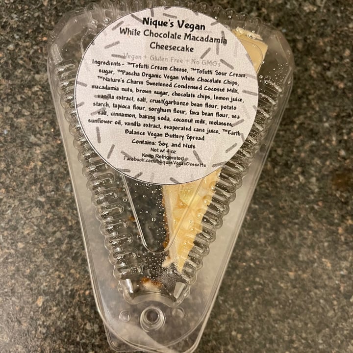 photo of Nique's Vegan Desserts White Chocolate Macadamia Cheesecake shared by @kshade27 on  09 Mar 2021 - review
