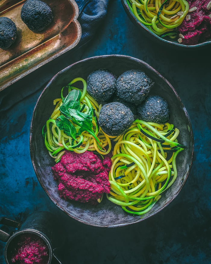 Zuchetti and Black Walnut Meatballs