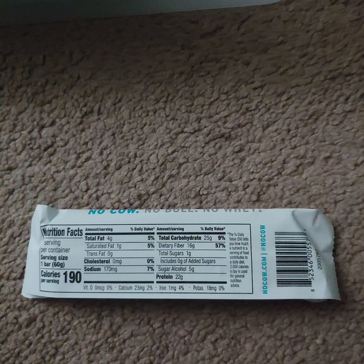 photo of No Cow Protein Bar Vanilla Caramel Flavor shared by @vecanter on  07 Jul 2020 - review