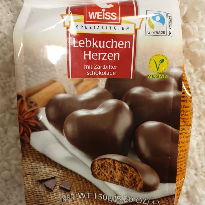 photo of Weiss Spezialitäten Lebkuchen Herzen mit Zartbitterschokolade shared by @taroony on  28 Dec 2021 - review
