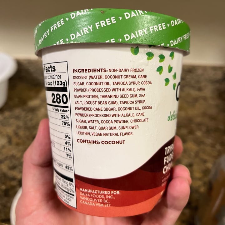 photo of Daiya Triple Fudge Chunk Ice Cream Tub shared by @elenaguijarro on  26 Dec 2021 - review