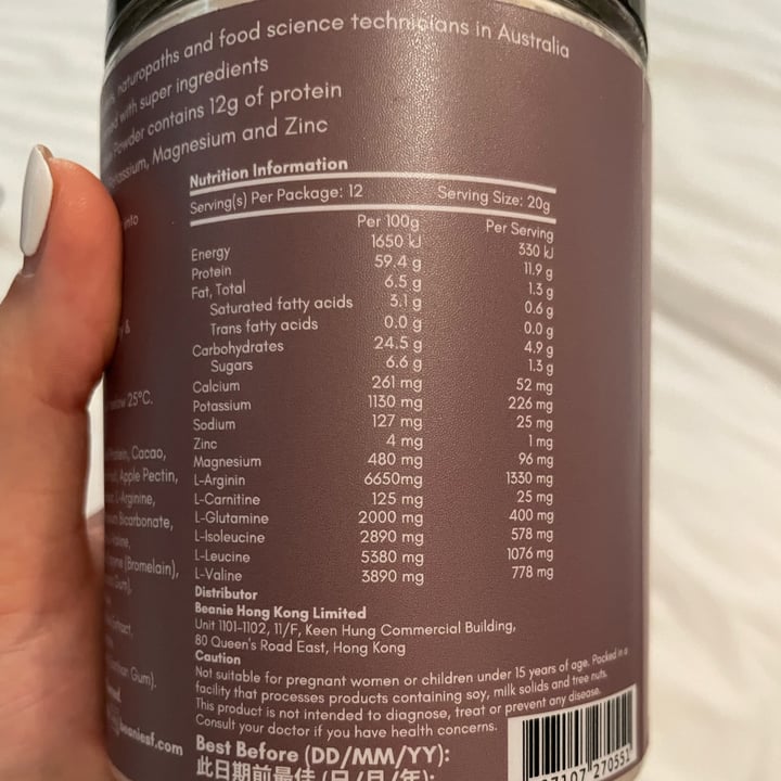 review photo of beanie vegan protein shared by @bevyang on 24 Jun 2022 - review
