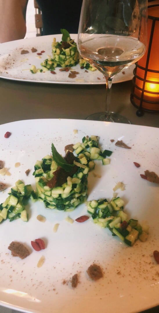 photo of Ristorante da Mario alla Fava Zucchini and avocado tartar flavored with lime and mint, with goji sauce and ginger and bread crumble shared by @vsmith on  23 Jul 2019 - review