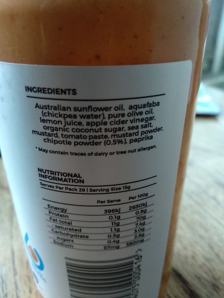 photo of Naked Byron Foods Vegan Chipotle Mayonnaise shared by @veganbeevan on  04 Dec 2019 - review