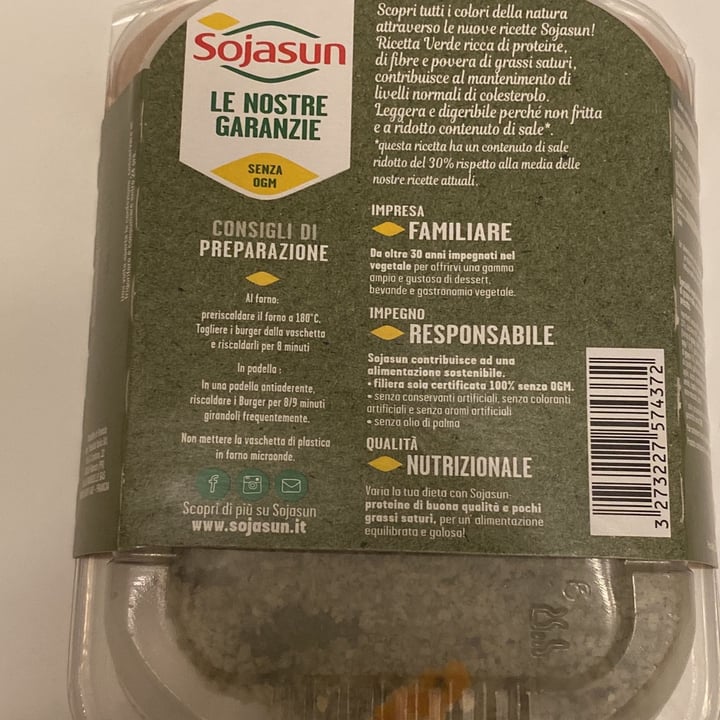 photo of Sojasun Burger Spinaci, Piselli e Zucchine shared by @mariamagri on  29 Nov 2021 - review