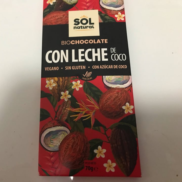 photo of Sol Natural Bio chocolate con leche de coco shared by @silviascap on  08 Apr 2022 - review