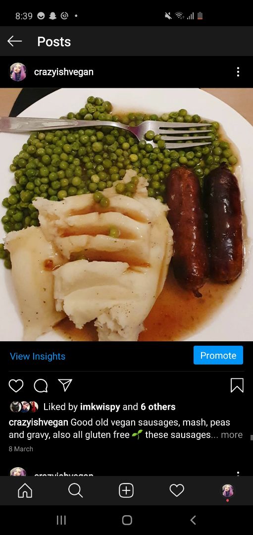 photo of Tesco 6 Cumberland-Style Bangers shared by @crazyishvegan on  31 Mar 2020 - review