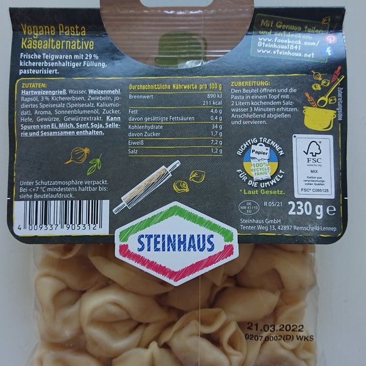 photo of Steinhaus Vegane Tortellini - Käsealternative shared by @antonellaf on  24 Mar 2022 - review