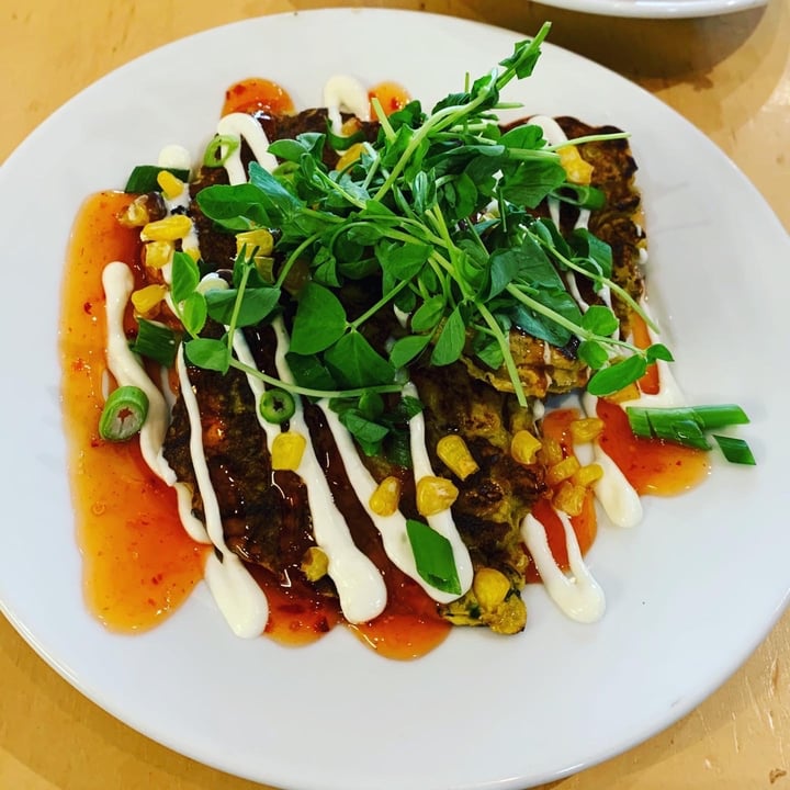 review photo of Cafe Thrive Sweetcorn and courgette vegan Pancake shared by @vegangenie on 31 Mar 2020 - review