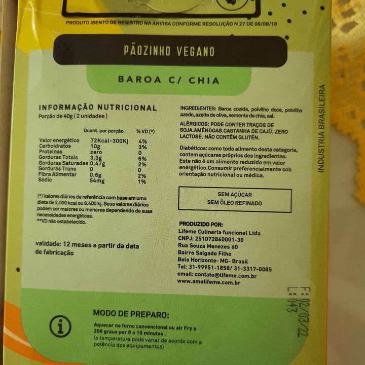 photo of Life Me Pãozinho Vegano Baroa com Chia shared by @flavinhacardoso on  27 May 2022 - review