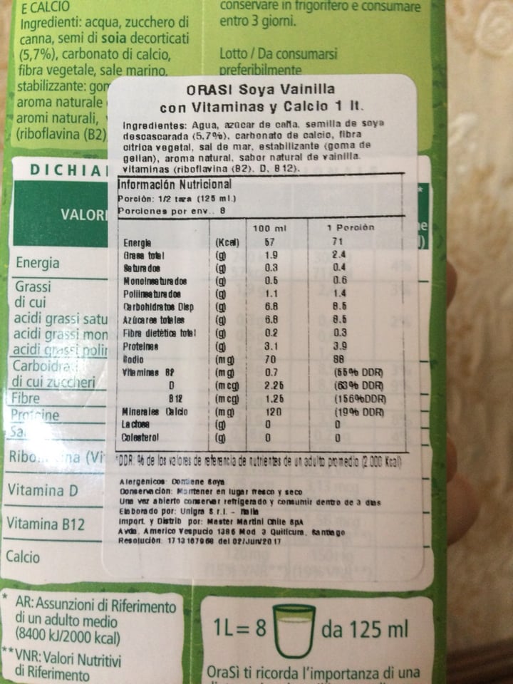 photo of OraSí Leche de Soya vainilla shared by @agustin1312 on  29 Jan 2020 - review