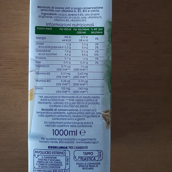 photo of  Esselunga Bevanda Vegetale Di Avena shared by @malaga on  21 Jun 2020 - review