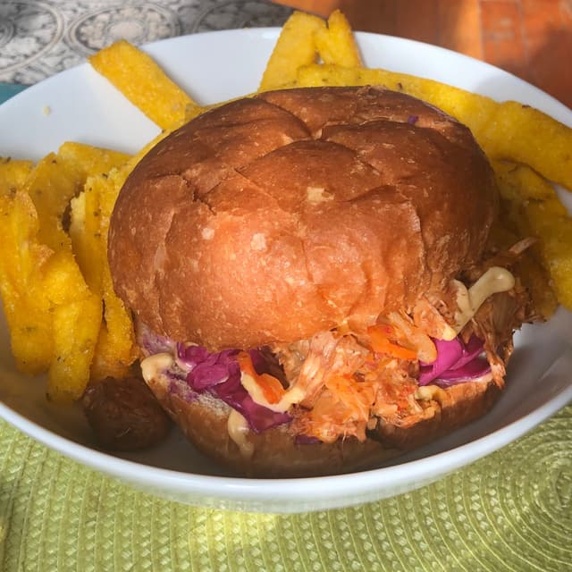 Photo of the dish “Cuban Burger With Polenta rosemary Fries Sides”