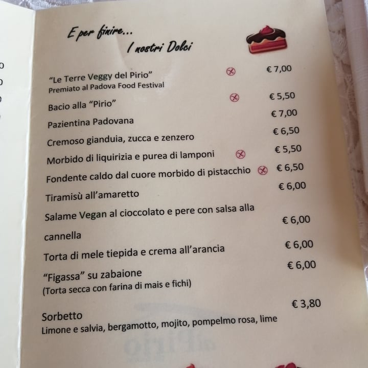 photo of Trattoria al Pirio Dolce "Le terre Veggy del Pirio" shared by @eliveg on  13 May 2022 - review