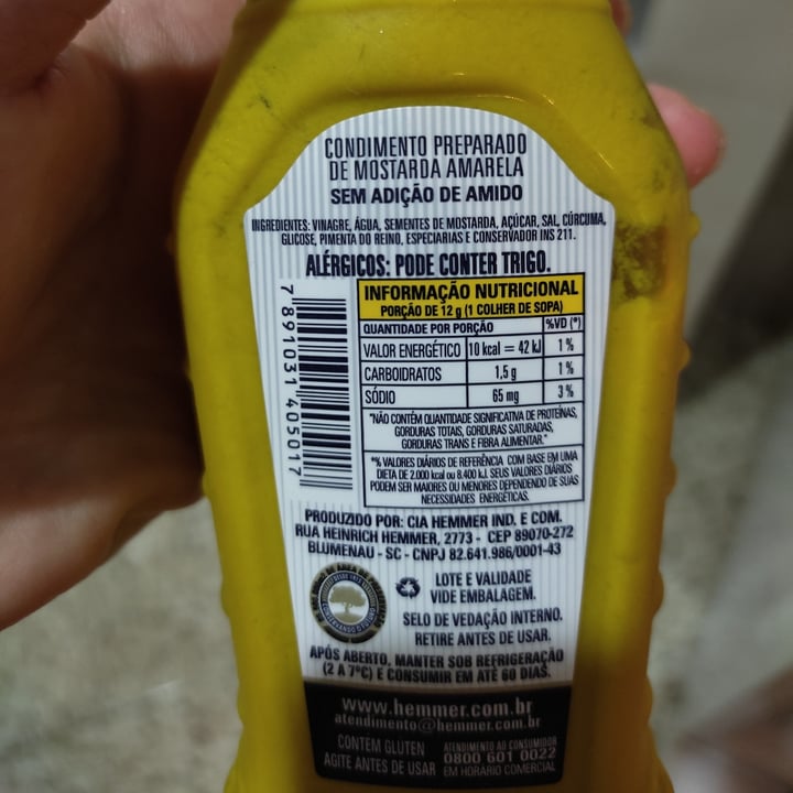 review photo of Hemmer Mostarda Amarela Tipo Americana shared by @llaurinharesende on 31 Jan 2022 - review