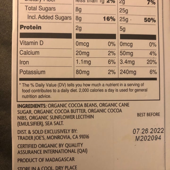 photo of Trader Joe's Organic sea salt & nibs 63% dark chocolate Bar shared by @maryannkiger on  06 Jun 2021 - review