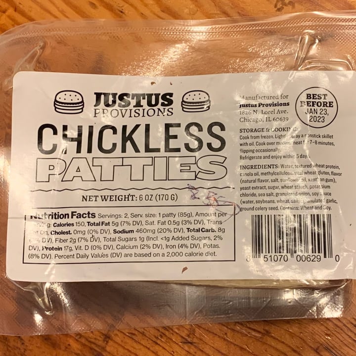 photo of Justus Privisions Chickenless Patties shared by @unejanie on  22 Nov 2022 - review