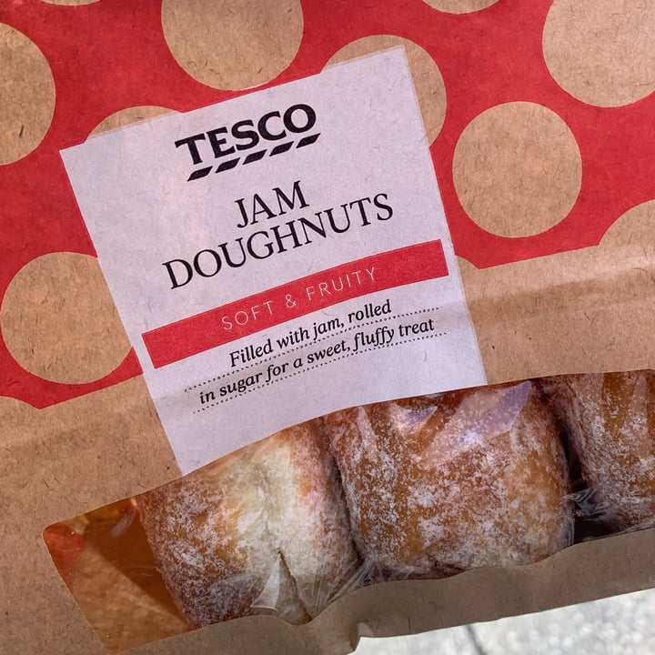 review photo of Tesco Jam donuts shared by @veganfooduk on 21 May 2022 - review