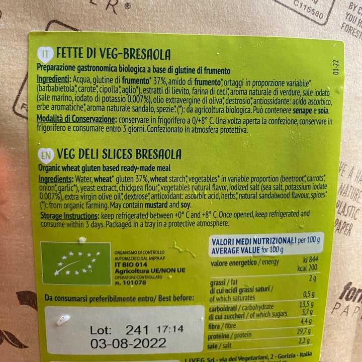review photo of Liveg Affettato gusto bresaola shared by @pierannasilvia on 22 May 2022 - review