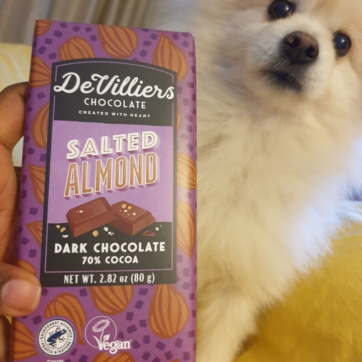 review photo of De Villiers Chocolate Salted Almond Dark Chocolate shared by @choosingchickpea on 29 Jun 2021 - review