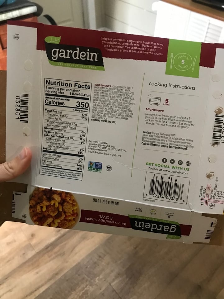 photo of Gardein Italian Saus’age & Pasta Bowl shared by @curvycarbivore on  21 Jan 2020 - review