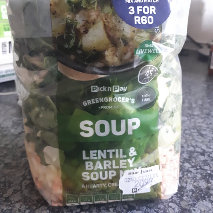 photo of Pick n Pay Barley & Lentil Soup shared by @sublimeskyes on  01 Aug 2021 - review