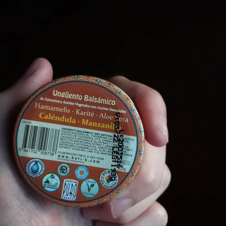 photo of Boti-K Ungüento Balsámico Hammelis - Karité - Aloe vera - Caléndula - Manzanilla shared by @caroechague on  22 Jul 2021 - review