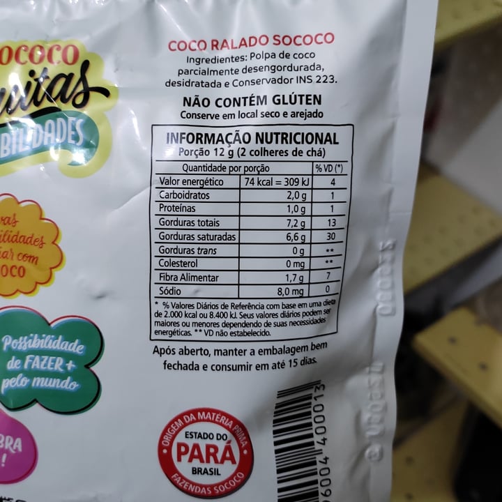 review photo of Sococo Coco Ralado Desidratado Sem Açúcar shared by @maasteves on 04 Feb 2022 - review