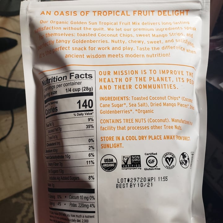 photo of Essential Living Organic Golden Sun Tropical Fruit Mix shared by @riversong on  02 Feb 2021 - review