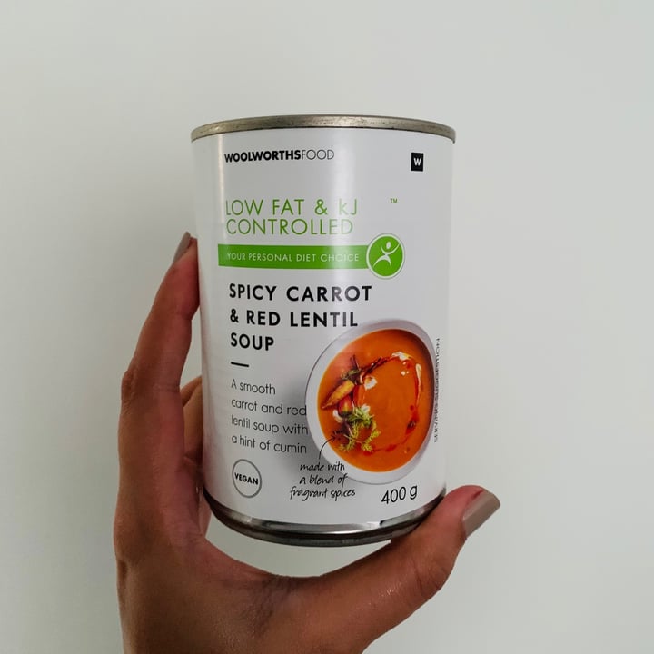 photo of Woolworths Spicy Carrot And Red Lentil Soup (Canned) shared by @annika-m on  30 Mar 2021 - review