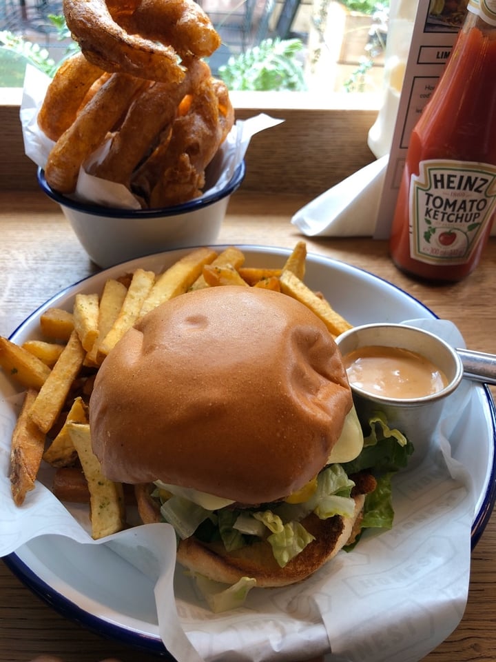 photo of Honest Burgers Brighton Plant based burger And Beer Battered Onion Rings shared by @natnars on  21 Mar 2020 - review