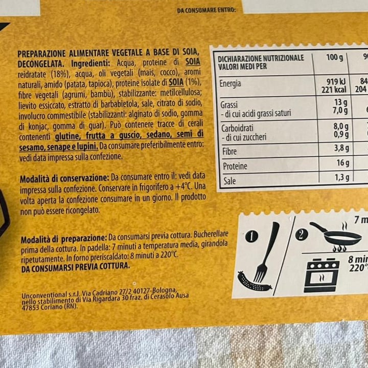 review photo of Unconventional Salsicce Vegetali - Sausages shared by @giuliapelli on 08 Dec 2022 - review