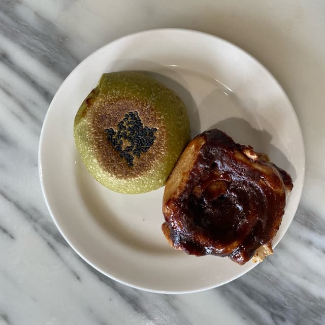 Photo of the dish “matcha mochi red bean bread”