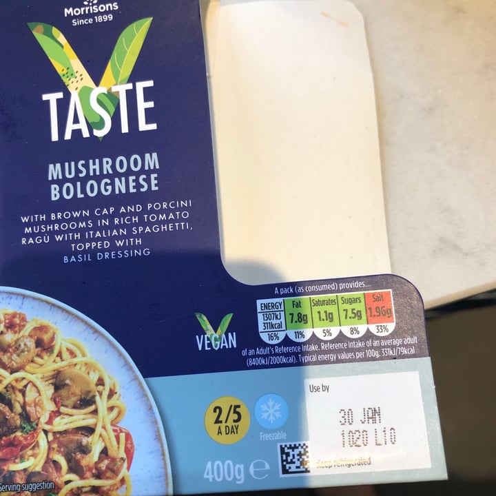 photo of Morrisons Mushroom Bolognese shared by @shmambam on  31 Jan 2021 - review