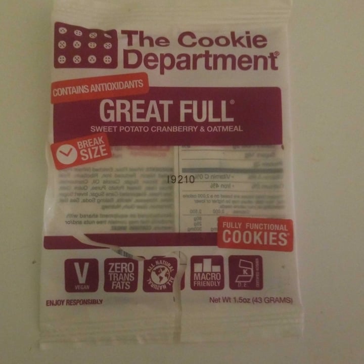 photo of The Cookie Department Great Full Sweet Potato Cranberry & Oatmeal Cookie shared by @shall on  11 May 2020 - review