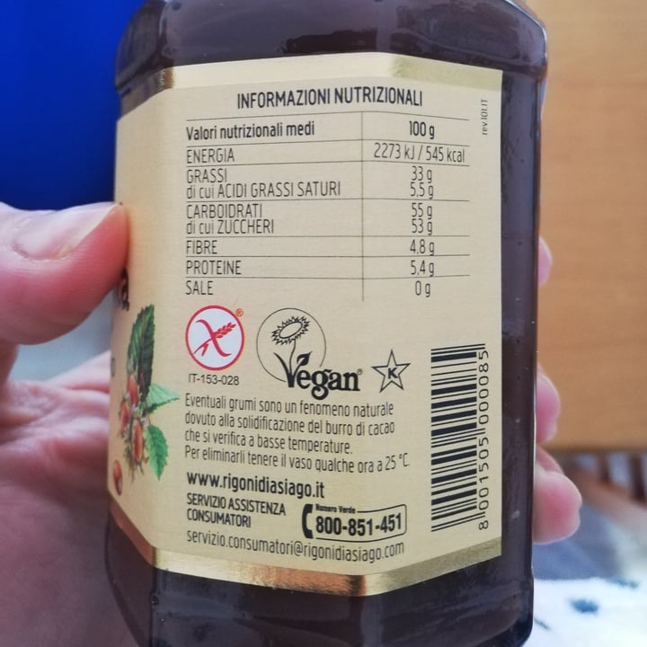 photo of Rigoni di Asiago Nocciolata Dairy Free Hazelnut Spread with Cocoa shared by @larayogi on  05 Jan 2022 - review