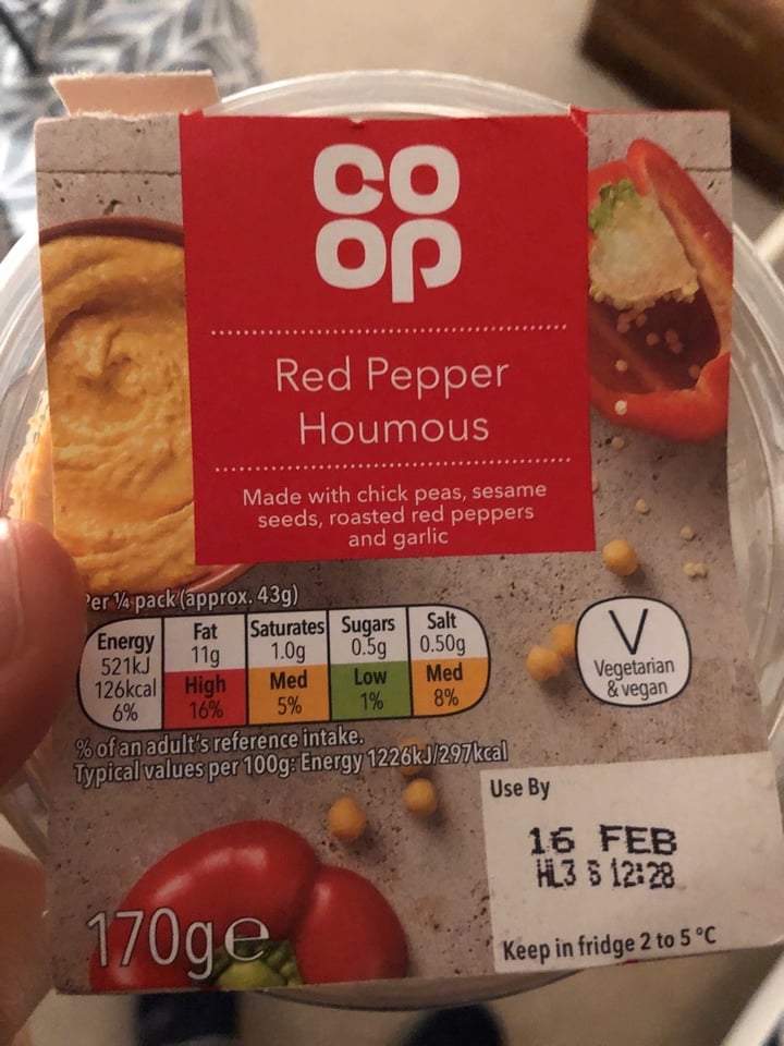 photo of Coop red pepper houmous shared by @angelorun on  19 Feb 2020 - review