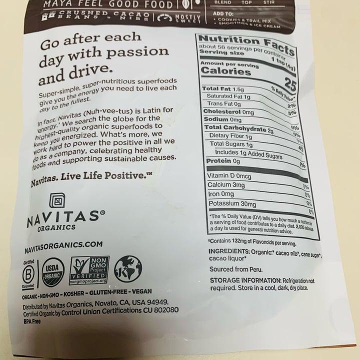 review photo of Navitas Organic Cacao Nibs shared by @anthrowolfe on 03 Aug 2022 - review