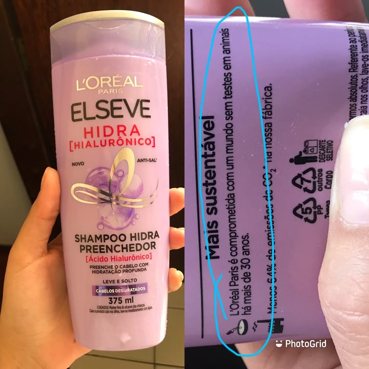 photo of L’Oréal PARiS Elseve Hidra shampoo shared by @juucmaciel on  06 May 2022 - review