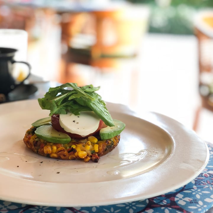 photo of COMO Uma Ubud Sweet corn cake with tofu, avocado, tomato with rocket shared by @akm on  21 Jun 2018 - review