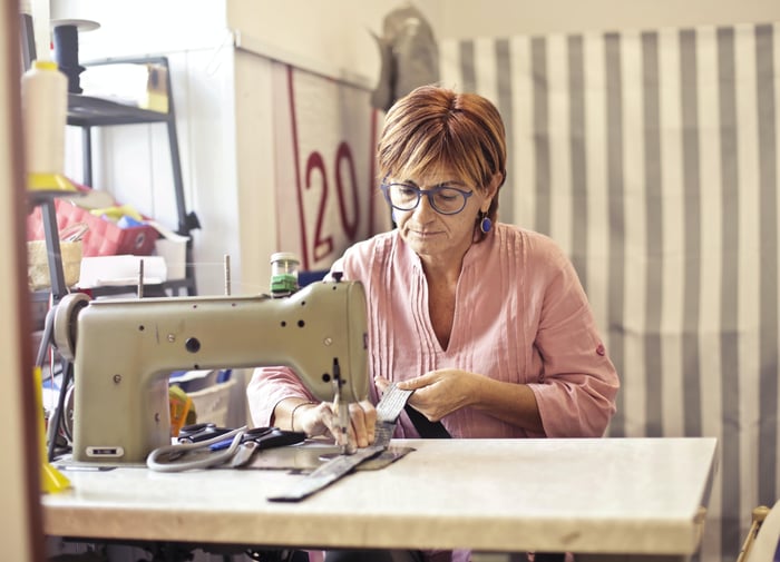 woman sewing