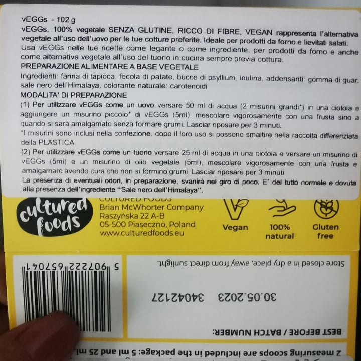 photo of Cultured Foods Vegan Egg Alternative For Omelette, Scramble, Cooking, Baking shared by @aston on  06 Jun 2022 - review