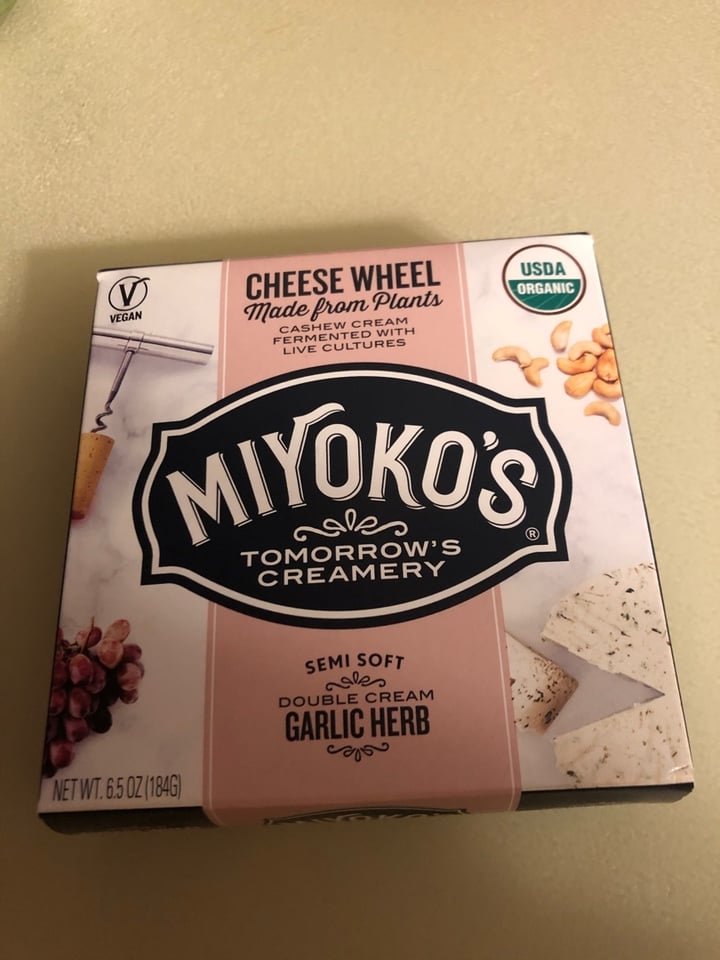 photo of Miyoko's Creamery Semi Soft Double Cream Garlic Herb Cheese Wheel shared by @maranda on  11 Oct 2019 - review