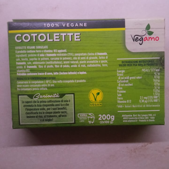 photo of Vegamo Cotolette Vegane Surgelate shared by @adospgnuolo on  26 Jul 2022 - review